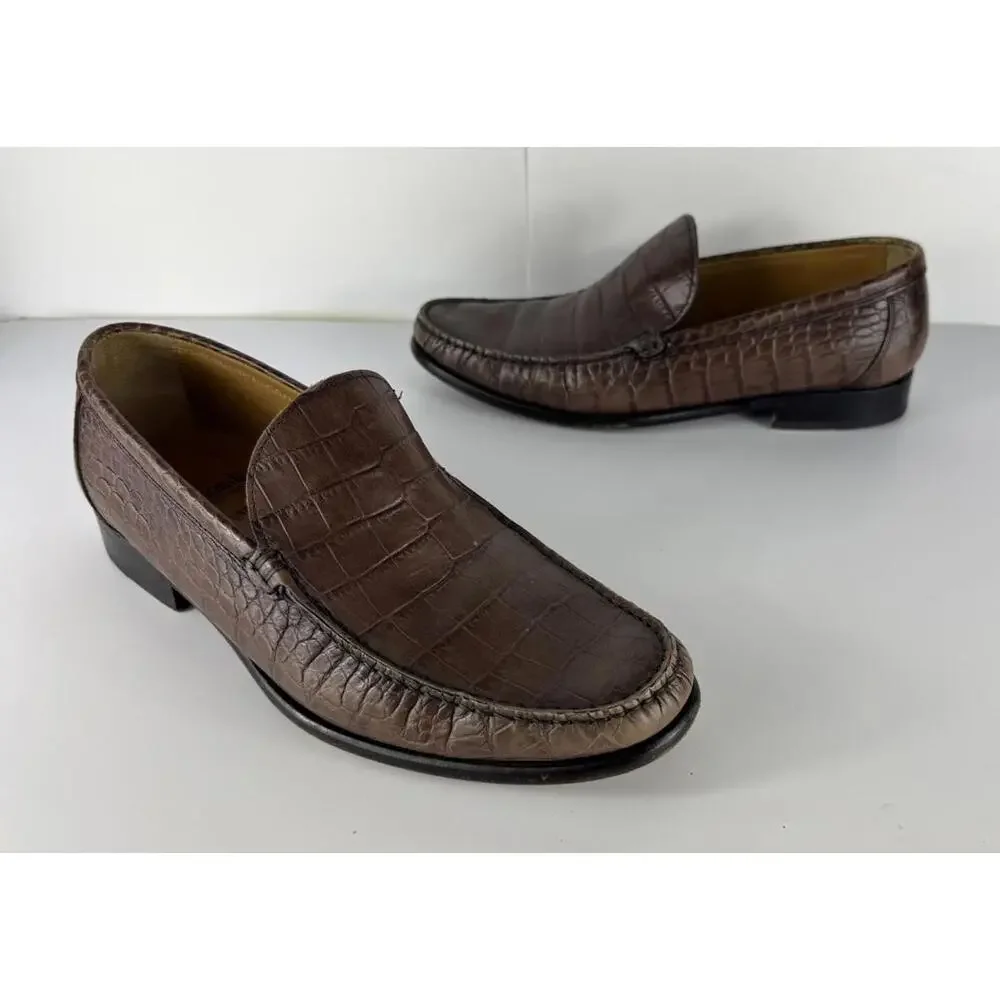 Allen Edmonds Brindisi Loafers Leather Alligator Shoes Mens Size 10.5 D Italy